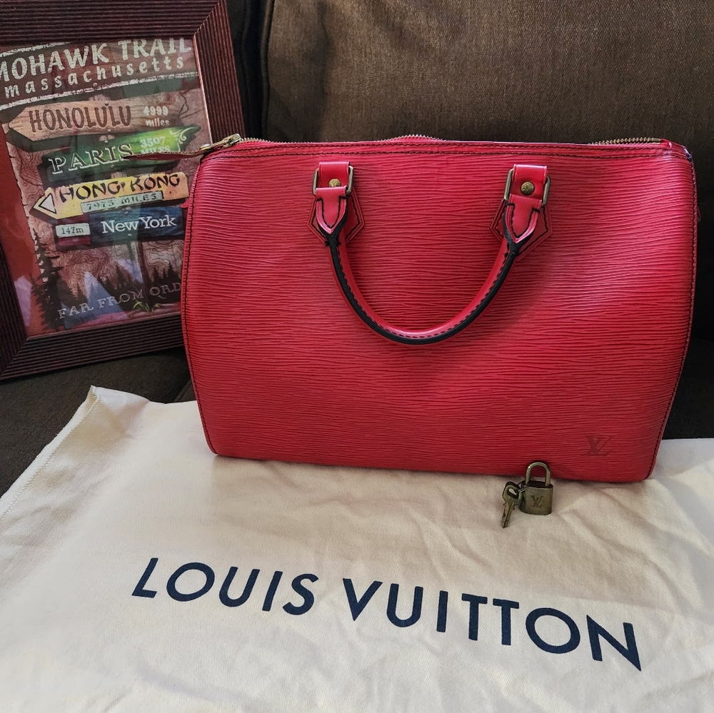 LV red vernis monogram speedy 30
